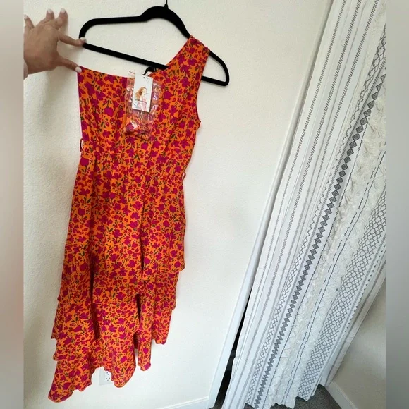 Floral One shoulder Tiered Ruffle FlowY midi dress - Picture 6 of 11